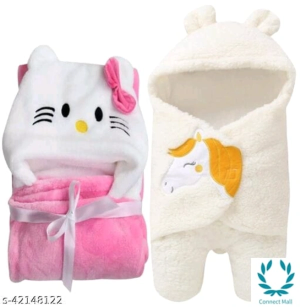 New Born Baby  Combo Pack  Hooded Wearale Wrapper And Baby Bath towel - LXHXB:(78 X2X82) CM, Multipack of:2